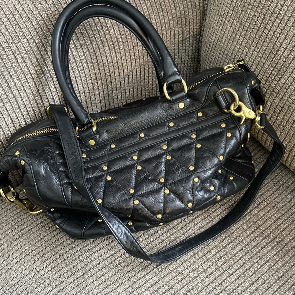 Rebecca Minkoff black bag with gold studs. Large